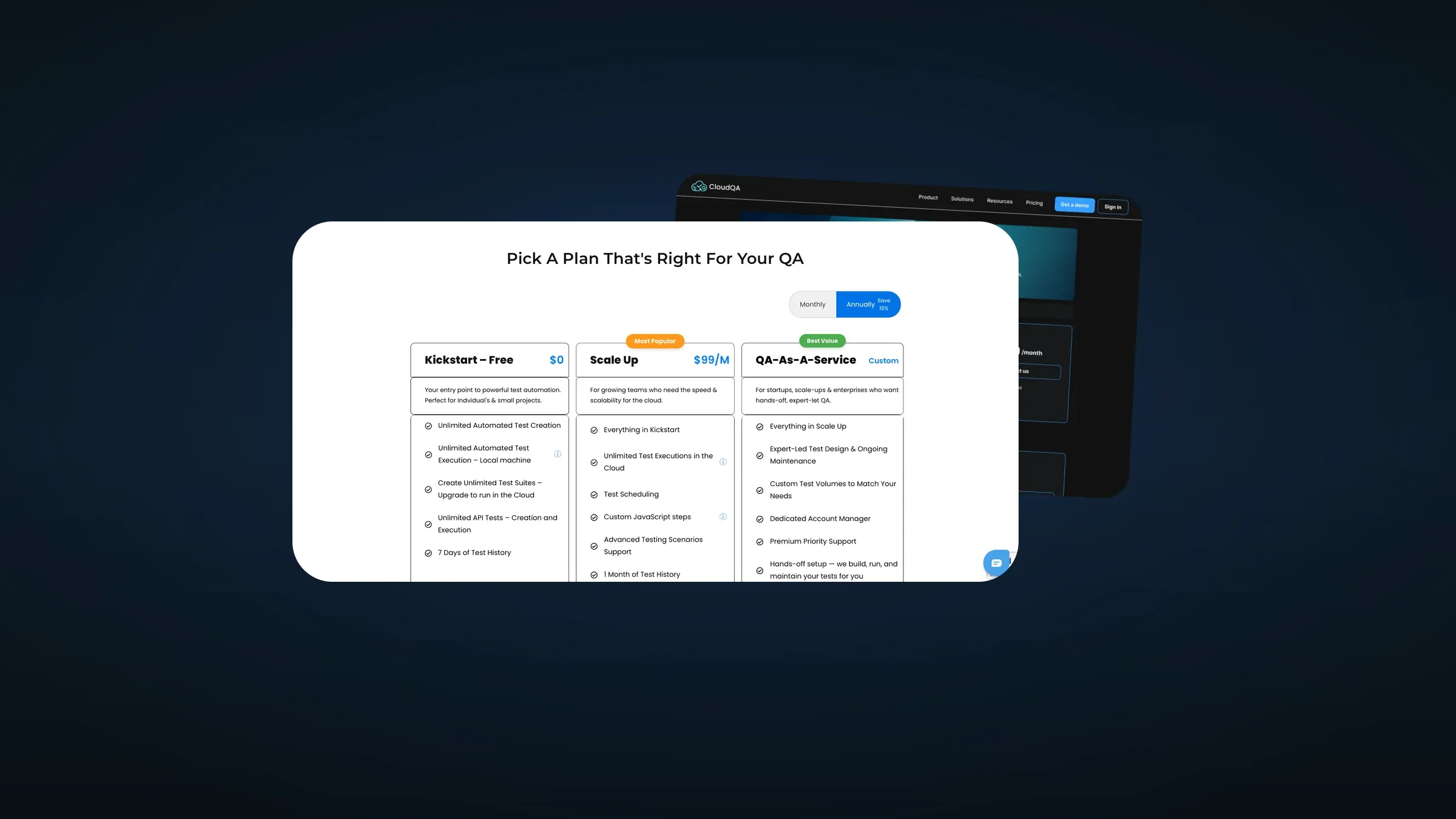 CloudQA: Pricing Page Redesign